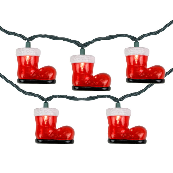 10-Count Santa's Boots Christmas Light Set  7.5ft Green Wire