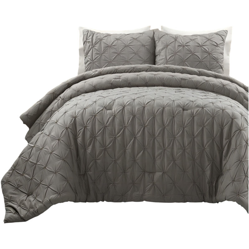 Soft Cotton Comforter Set &ndash; 3-Piece Pleated Design for a Modern Bedroom