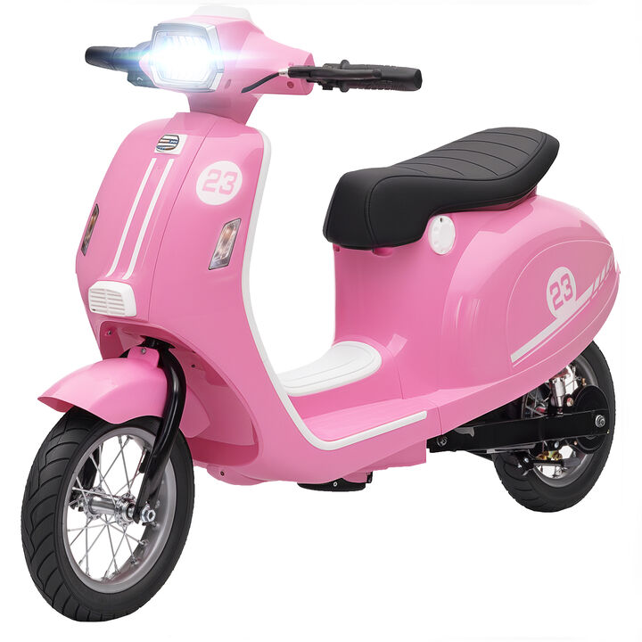 BreeBe 24V Kids Motorcycle with 3-Speed, Electric Motorcycle with Rear Suspension and LED Lights