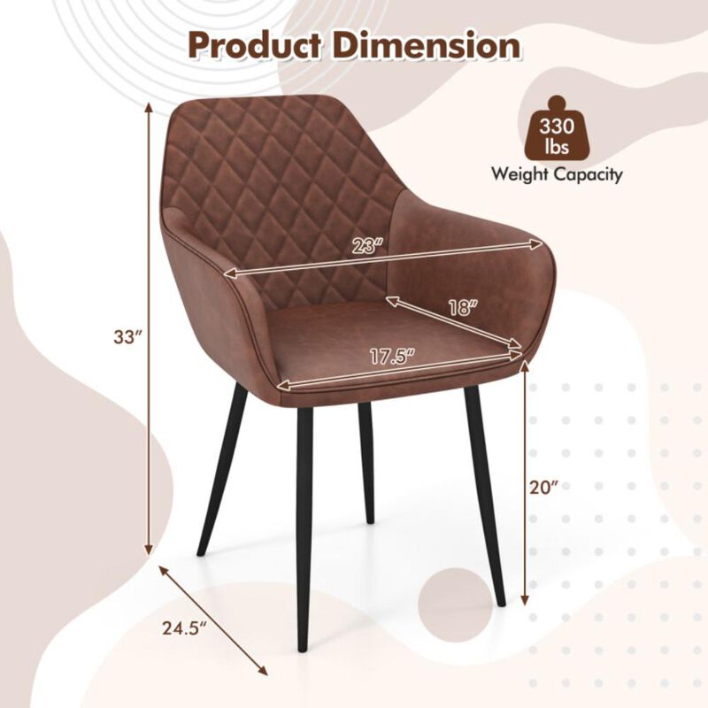 Hivvago Leisure Dining Chair Set of 2 with Curved Backrest and Wide Seat