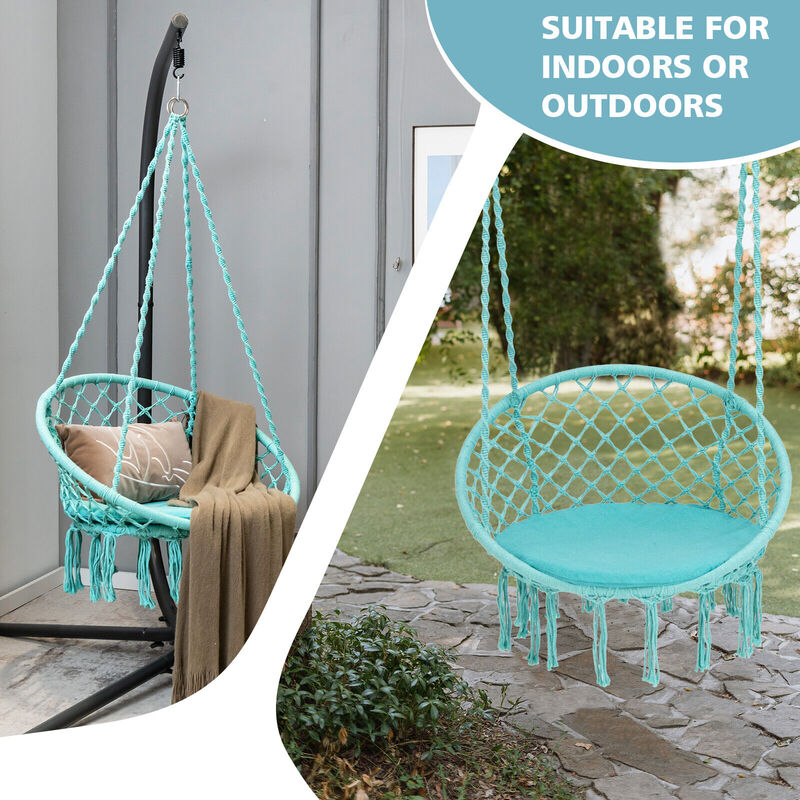 Outdoor Hammock Swing Chair with Cushion and Hanging Kit for Comfort image number 5