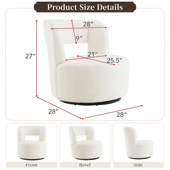 GOODSILO Soft Plush 360 Degree Swivel Round Accent Barrel Chair Upholstered in Cozy Teddy Fabric for Living Room, Bedroom and Office Spaces