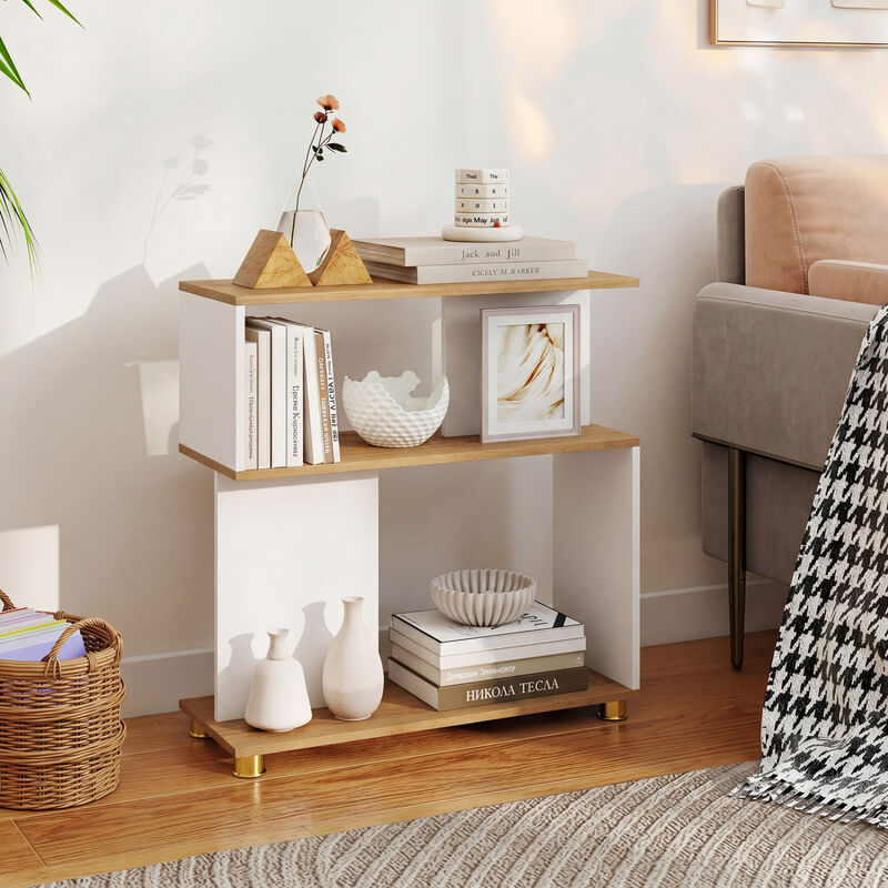 Modern 3-Tier S-Shaped Bookshelf with Adjustable Feet Organizer image number 1
