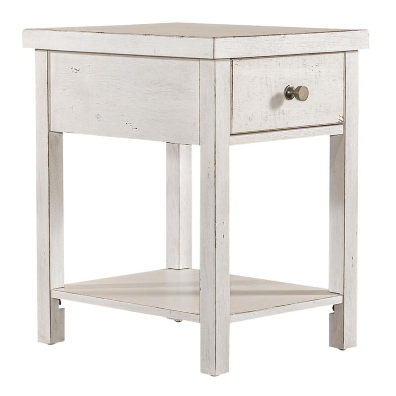 Liberty Furniture Modern Farmhouse Drawer Chair Side Table in Dusty w/ Heavy Distressing image number 0