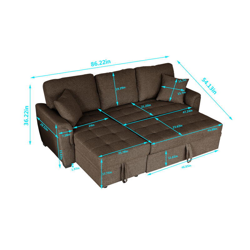 2049 Brown storage sofa bed