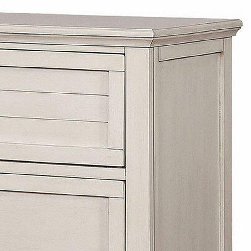 Chest with 4 Drawers and Metal Pulls, Antique White-Benzara