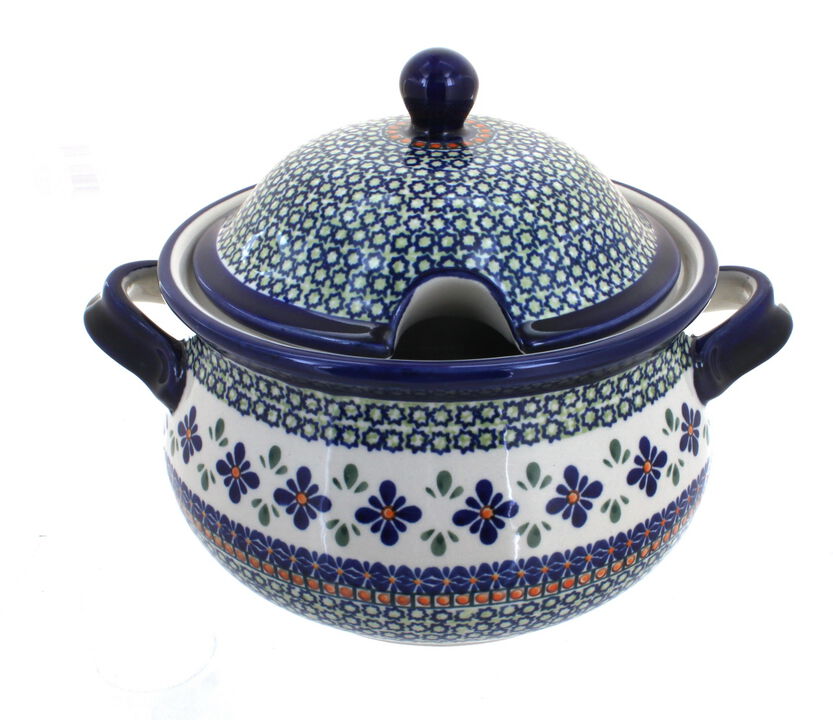 Blue Rose Polish Pottery Peacock Soup Tureen