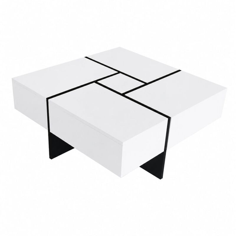 GOODSILO Modern Extendable Coffee Table with Hidden Storage Compartments and Sliding Tabletop Design image number 0