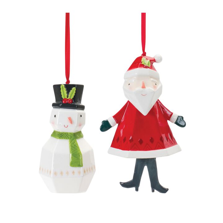 Whimsical Santa And Snowman Ornament (Set of 6)
