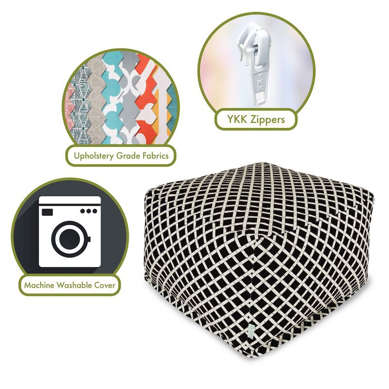 Majestic Home Goods Ottoman Pouf Bamboo Black