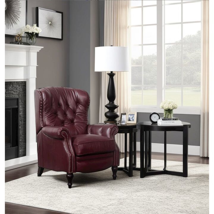 Red Leather Recliner with Hardwood Plywood Frame for Stylish Comfort