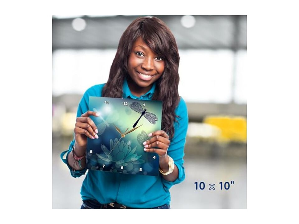 Translucent Shimmering Blue Dragonflies Wall Clock 15 Inch Silent Home Decor