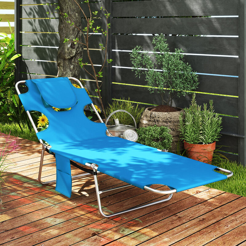 Hivvago Adjustable Outdoor Chaise Lounge Chair with Pillow image number 1