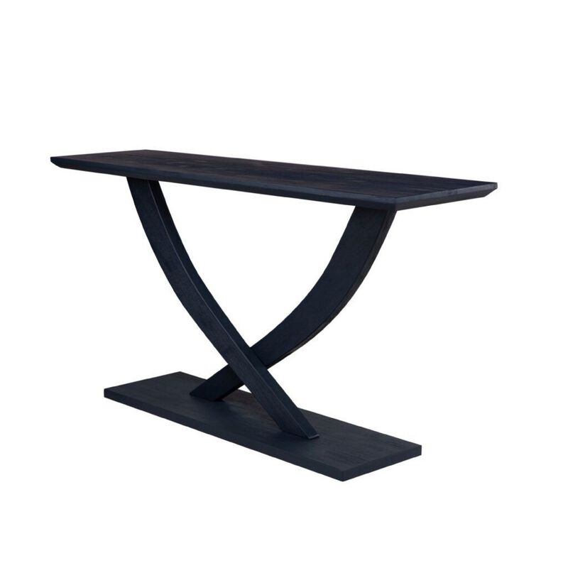 Kee Sofa Console Table , Cross Legged Pedestal Base, Navy Blue 57 Inch image number 3