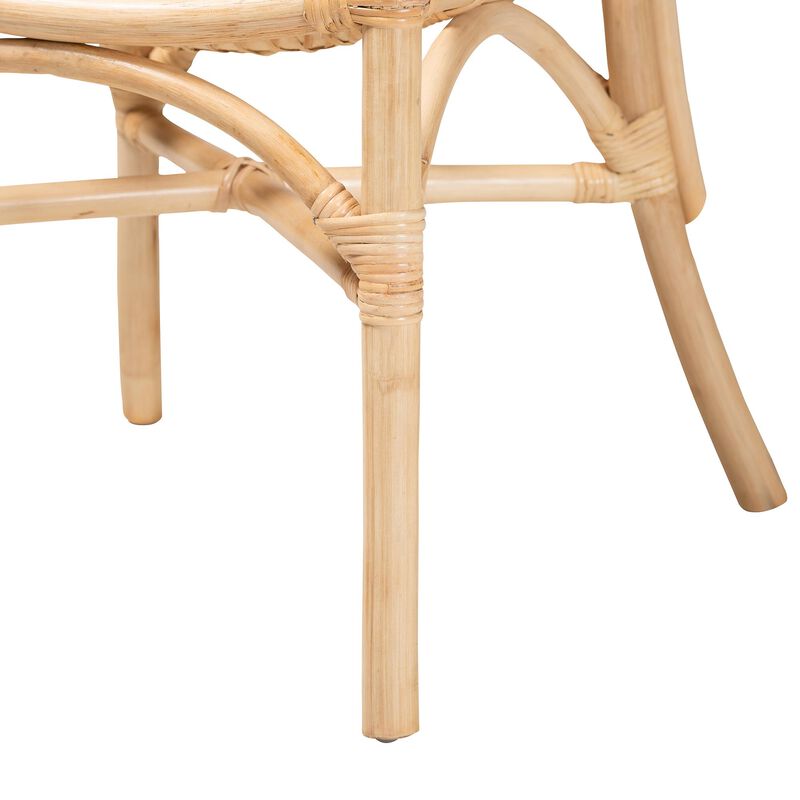 Baxton Studio Ammi Modern Bohemian Natural Brown Rattan 2-Piece Dining Chair Set