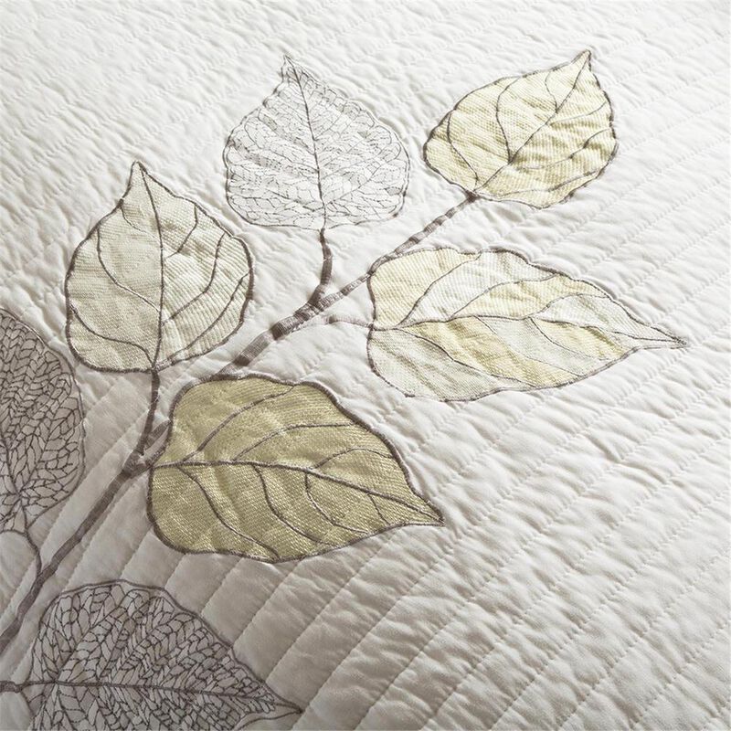 Belen Kox Classic Yellow Embroidered Leaf Coverlet Set, Belen Kox