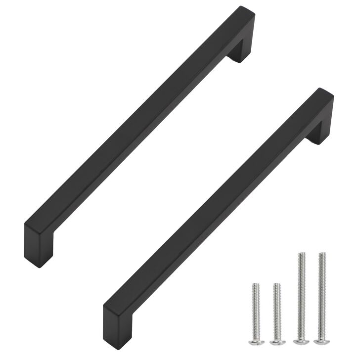 Redunest Cabinet Pulls Matte Black Cabinet Handles Square Drawer Pulls, 40 Pack 8-4/5 Inch Stainless Steel Kitchen Door Cupboard
