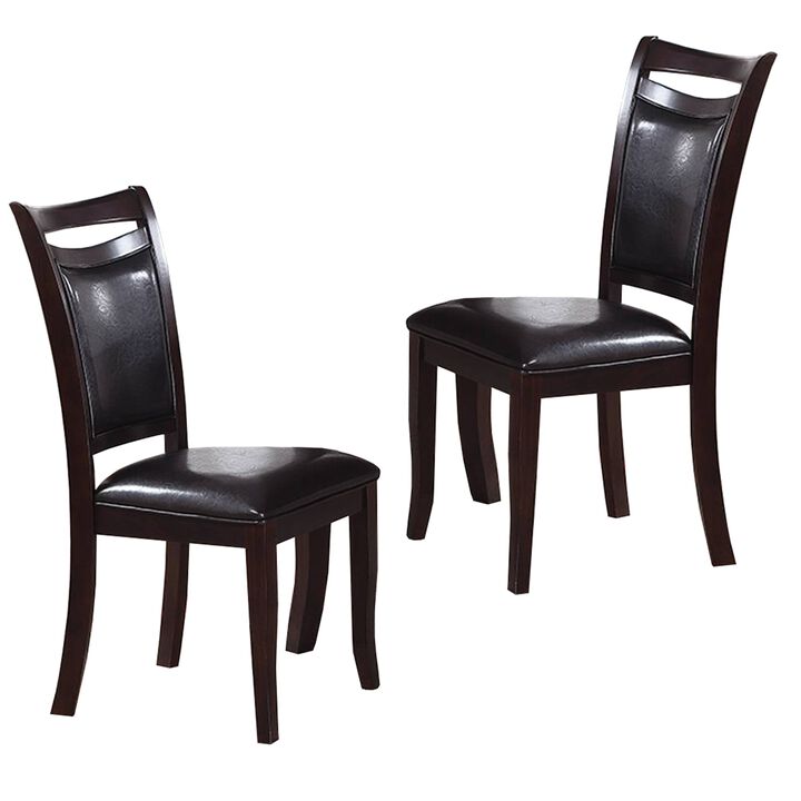 Retro Style Set Of Two Wooden Dining Chairs In Dark Brown,