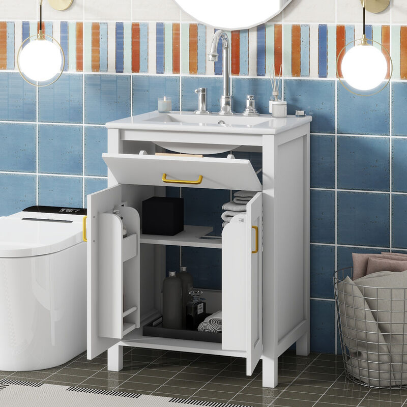 ELEMENT ACE Compact Bathroom Vanity Combo with Ceramic Sink and Soft Close Doors for Small Space Efficiency image number 1
