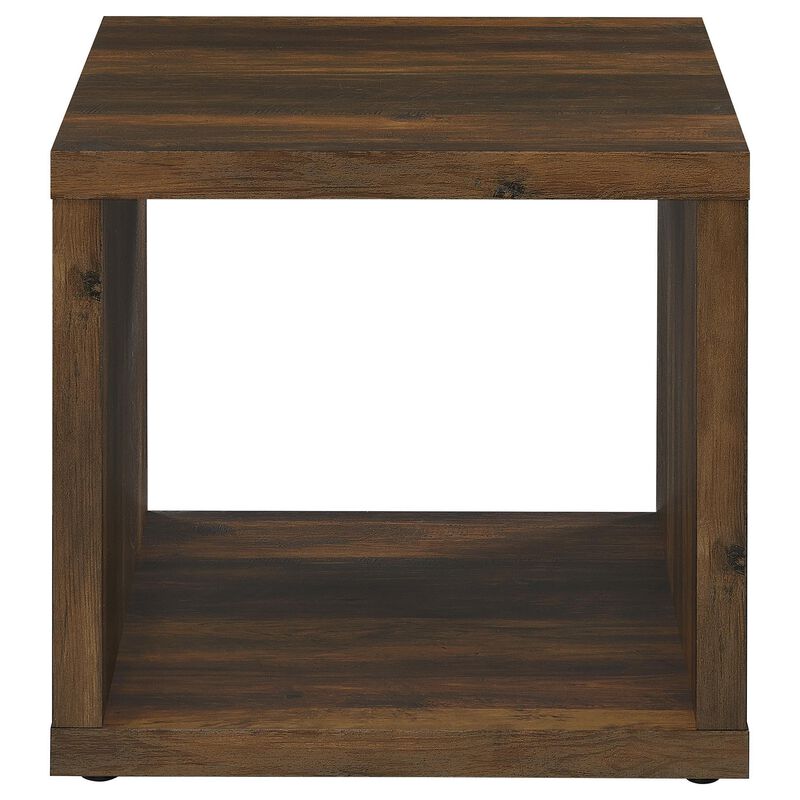 Rizz Side End Table, Square Cube Design Open Shelf, 23 Inch Dark Brown