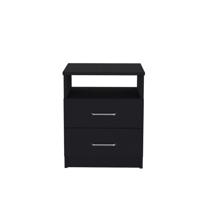 Streamdale Nightstand Olivenza, Two Drawers, Black Wengue Finish