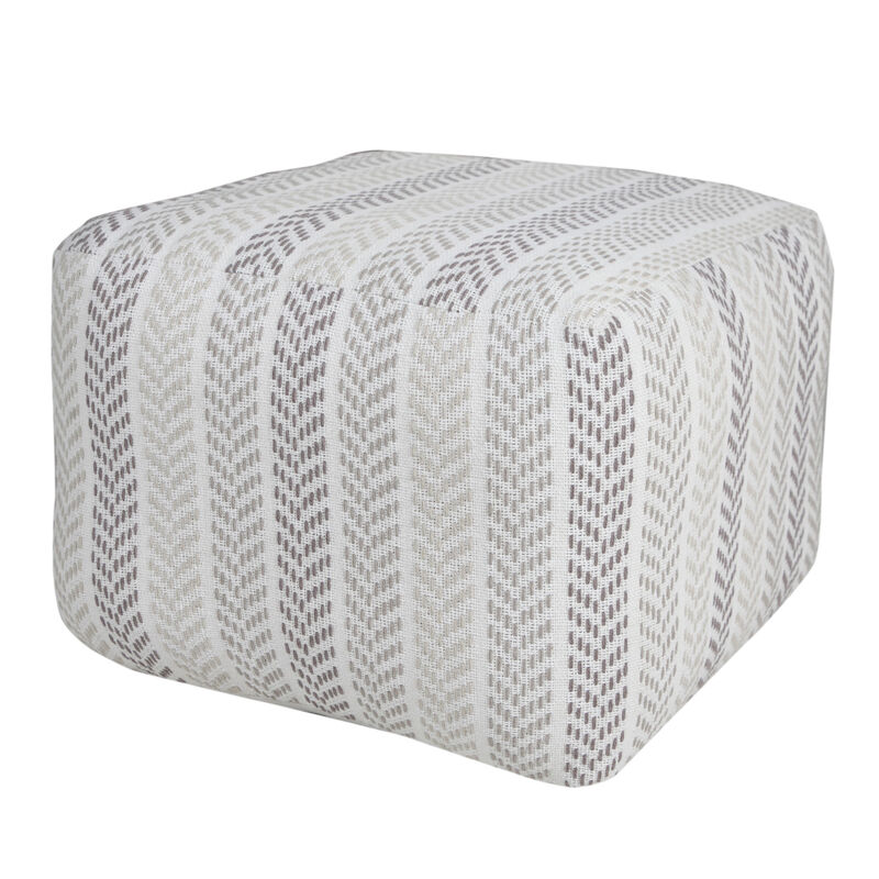 Hivvago 18 Inch Gray And White Cotton Chevron Pouf Ottoman