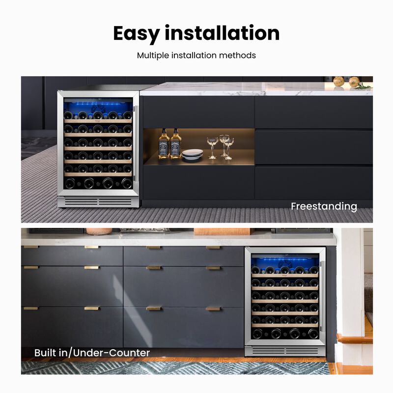 24" Wine Refrigerator Cooler, Holds 52 Bottles, Built-in or Freestanding, Perfect for Home, Kitchen or Bar image number 8
