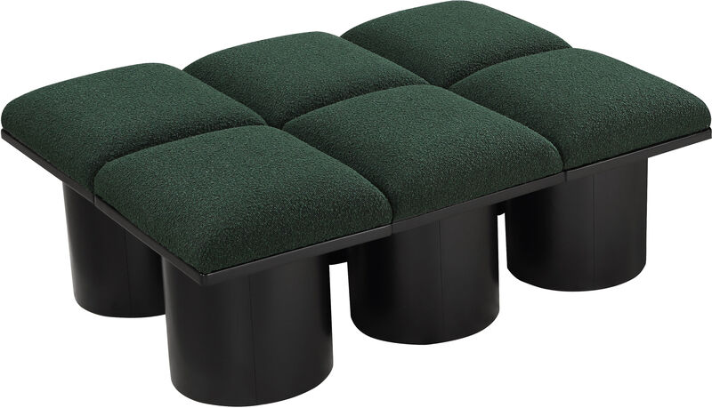 Meridian Furniture Pavilion Green Boucle Fabric Bench
