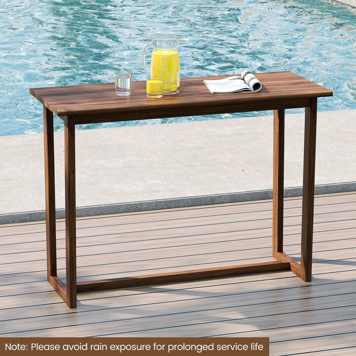 Outdoor Bar Table with Slatted Surface for Garden or Deck-Natural