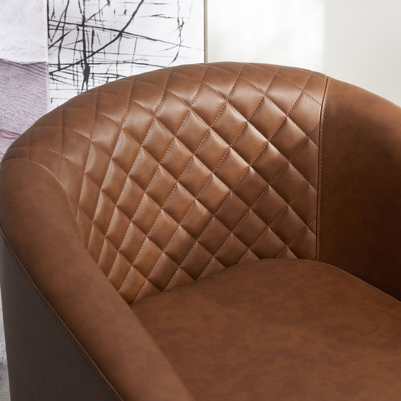 29" Wide Tufted PU Leather Swivel Barrel Chair image number 3