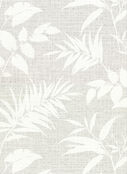 Chandler Grey Botanical Faux Grasscloth Wallpaper