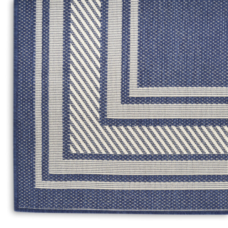 HomeRoots 6' X 9' Navy Blue And Ivory Geometric Indoor Outdoor Area Rug image number 4