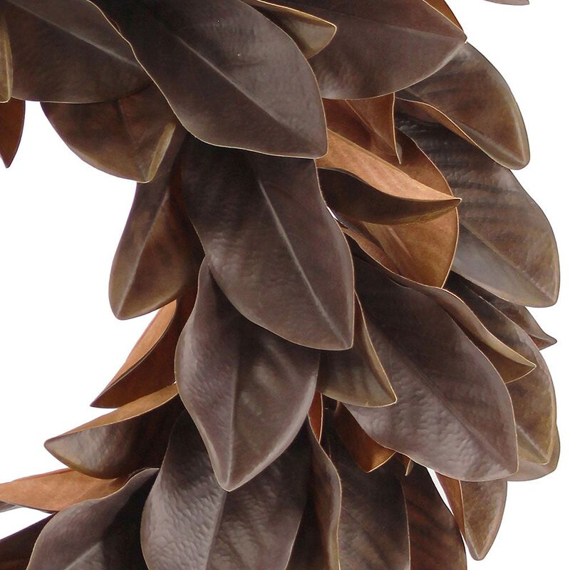 30" Faux Brown Magnolia Leaf Wreath image number 7