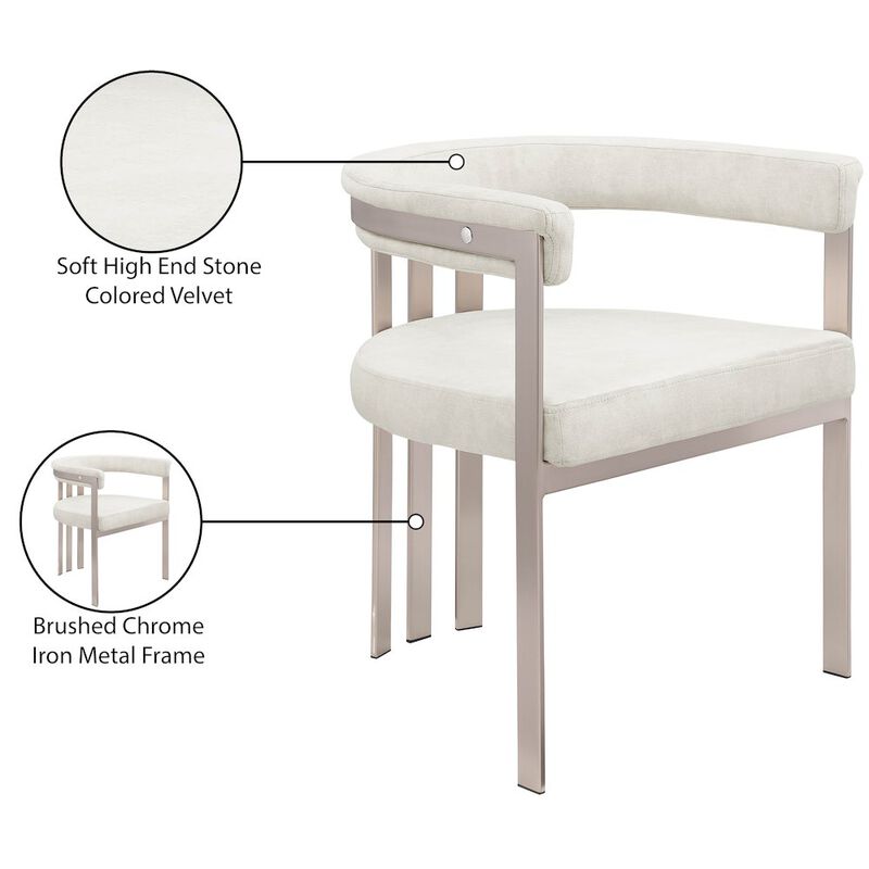 Meridian Furniture Marcello Stone Velvet Dining Chair, Set of 2