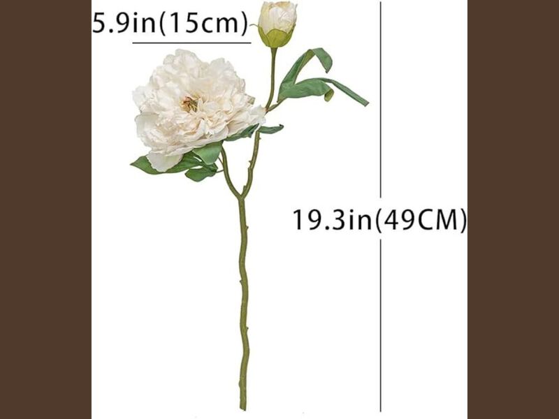 4 Piece White Artificial Peony Flower Stems Long Stem Home Decor image number 2