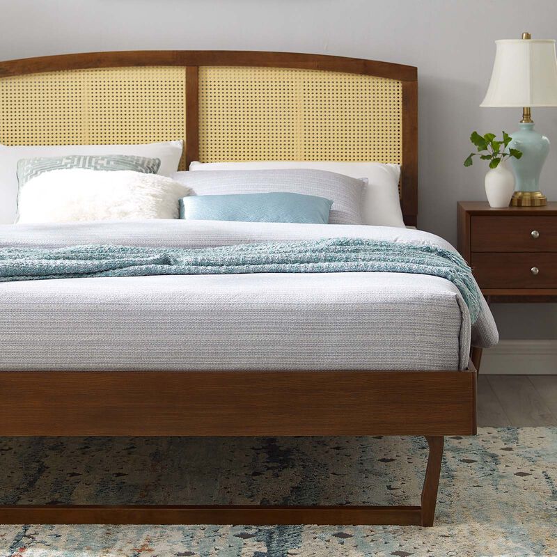 Modway - Sierra Cane and Wood Full Platform Bed with Angular Legs