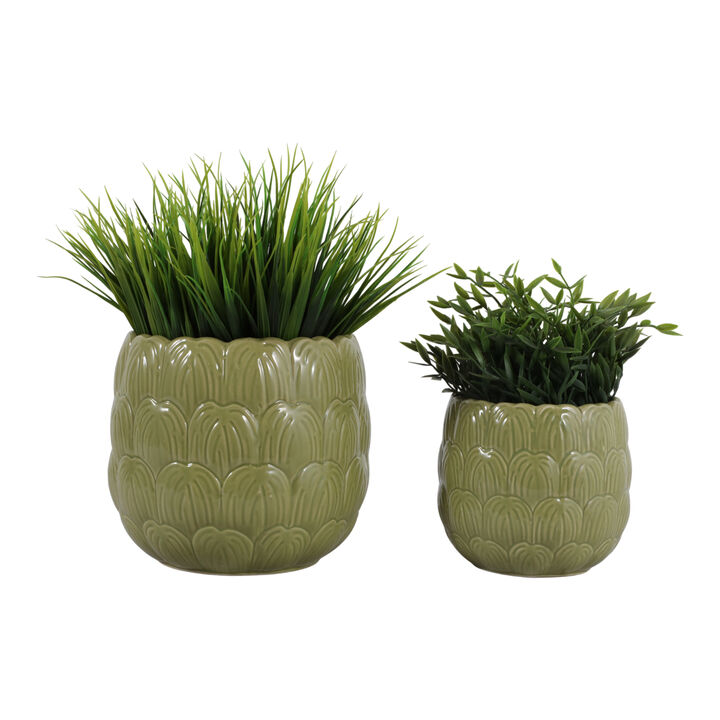 S/2 6/8" Flower Petal Planters