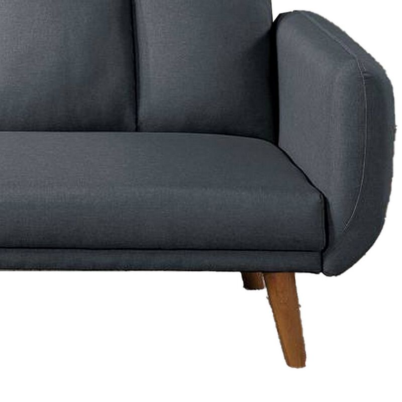 Adjustable Upholstered Sofa with Track Armrests and Angled Legs, Light Gray-Benzara