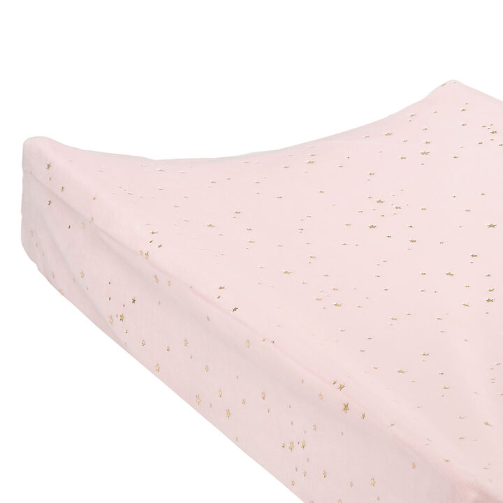 Lambs & Ivy Ballerina Baby Pink/Gold Stars Soft Changing Pad Cover