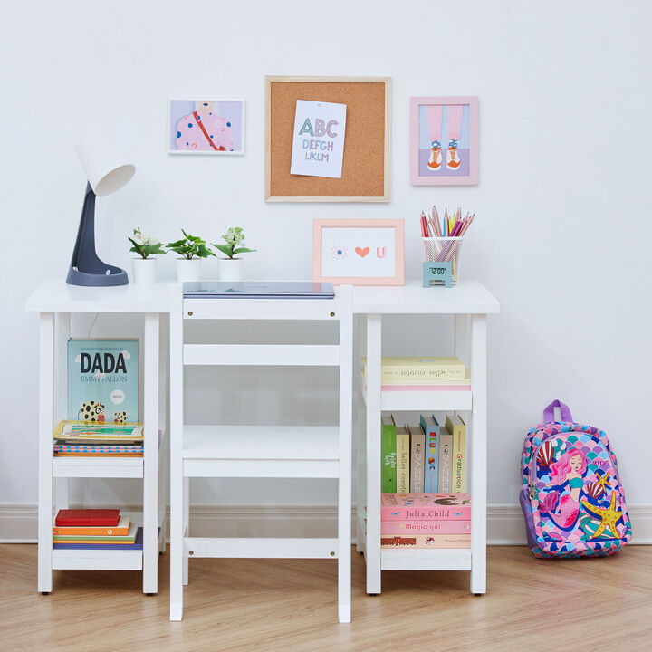 Play Desk with Shelves and Chair, White
