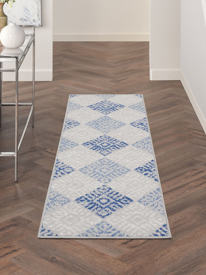 Whimsicle WHS18 Gray/Blue 2' x 8' Rug image number 6