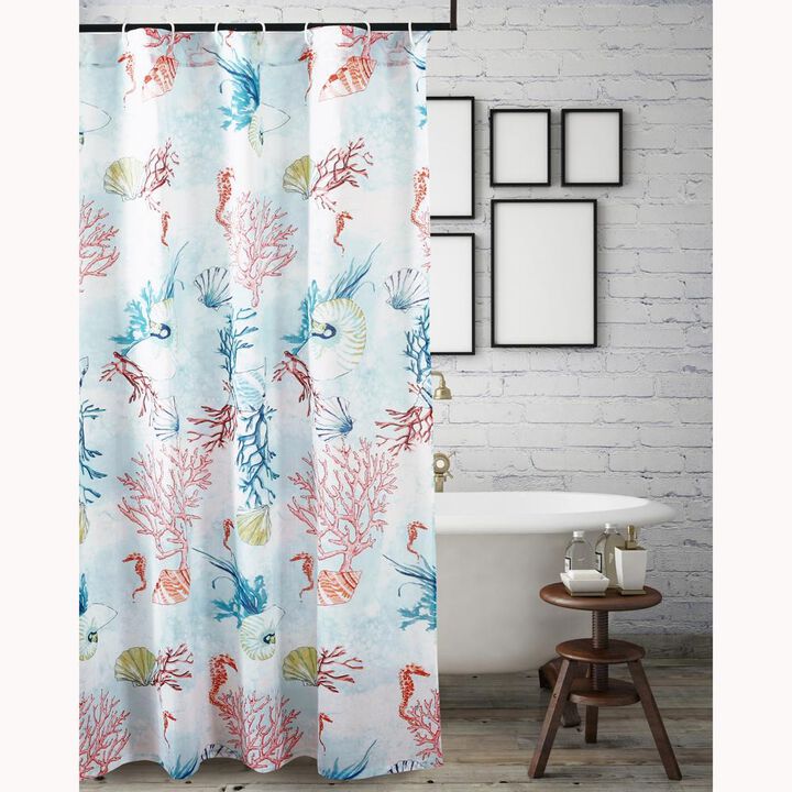 Barefoot Bungalow Sarasota Square Bath Shower Curtain - 72x72", Multicolor