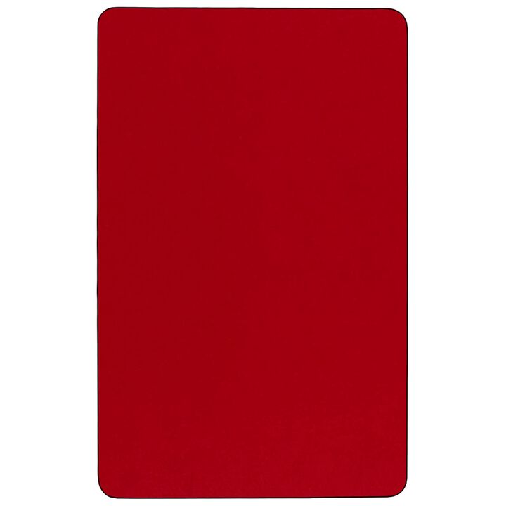 Flash Furniture 30''W x 60''L Rectangular Red Thermal Laminate Activity Table - Standard Height Adjustable Legs