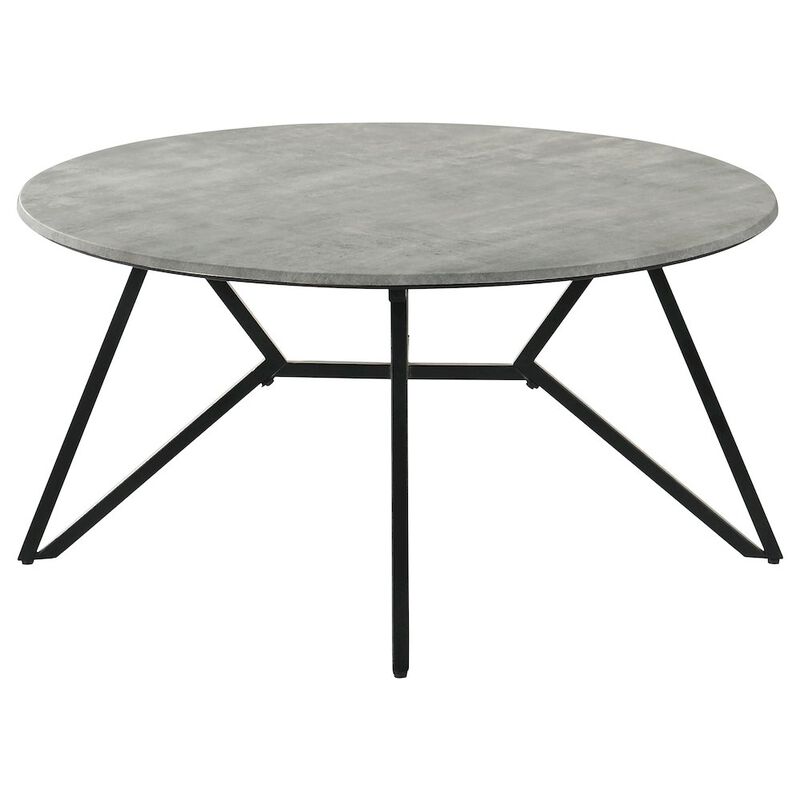 Coaster Co. of America Hadi Round SmartTop Coffee Table Cement and Gunmetal