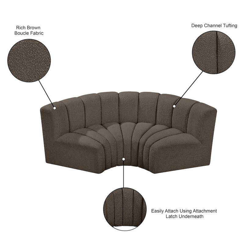 Meridian Furniture Arc Brown Boucle Fabric Modular Sofa