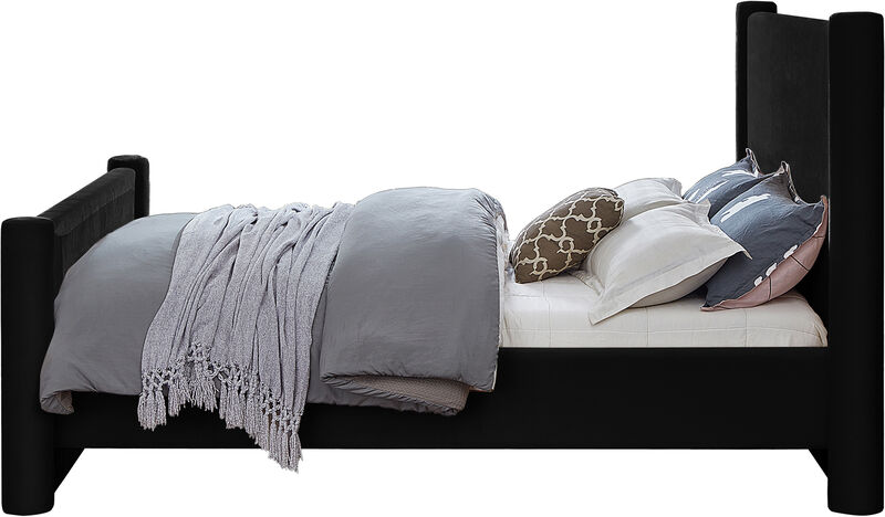 Meridian Furniture Elias Black Velvet Queen Bed