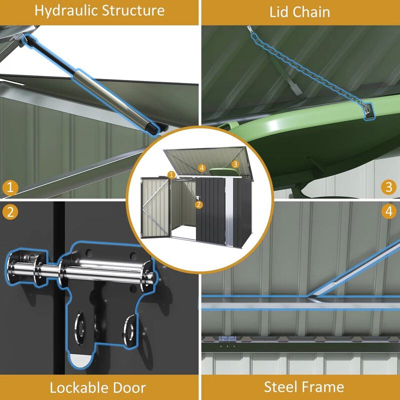 Outdoor Galvanized Steel Garbage Trash Can Storage Shed for Yard Organization