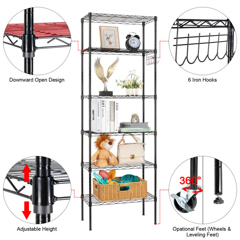 Replaceable Assembly Storage Rack with Wheels Heavy-Duty Floor Mounted Shelving Unit for Home & Garage