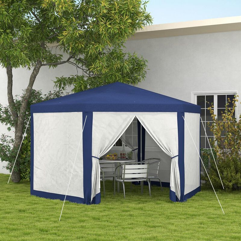 Hivvago 13' x 11' Hexagon Party Tent Canopy with Protective Mesh Walls image number 1