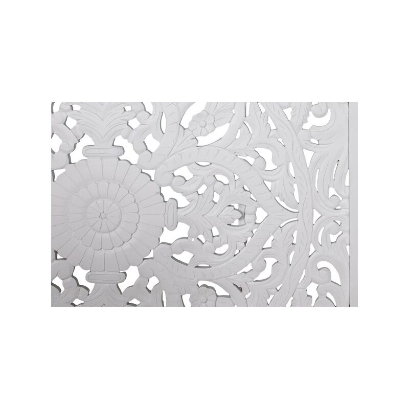 Porter Designs Bali Solid Hand Carved Wood Queen Bed, White